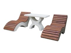 Set mobilier de gradina din beton si lemn-discount la orice comanda!